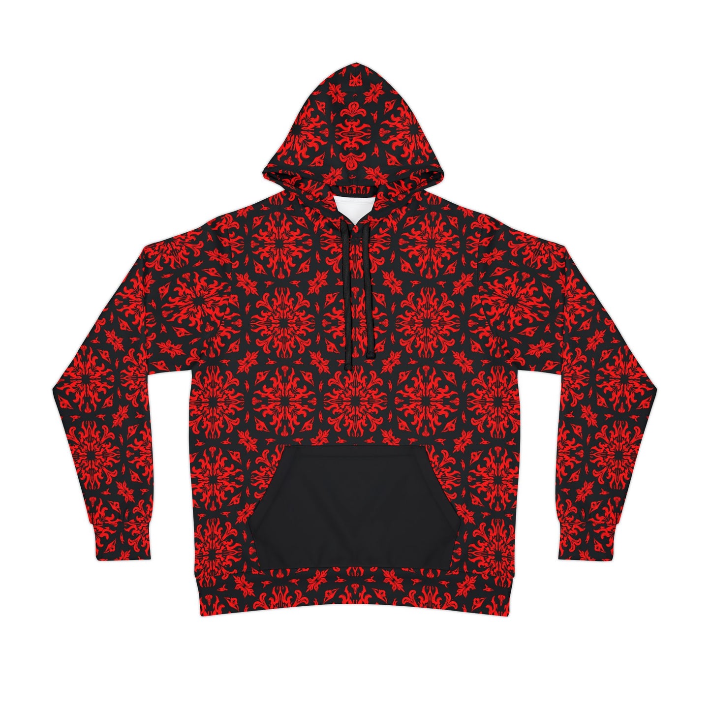 Red and Black Mesmerizing Mandala Athletic Hoodie (AOP)