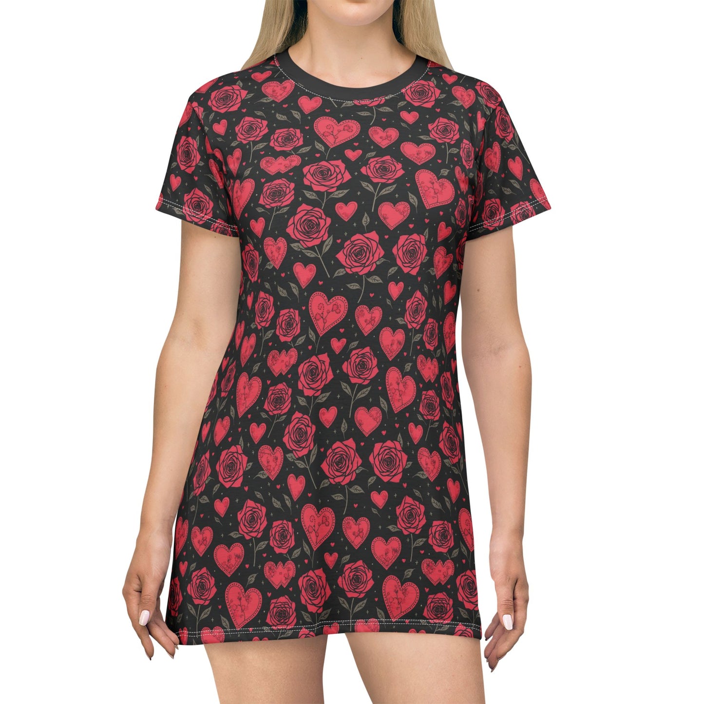 Rose Garden Bliss T-Shirt Dress (AOP)