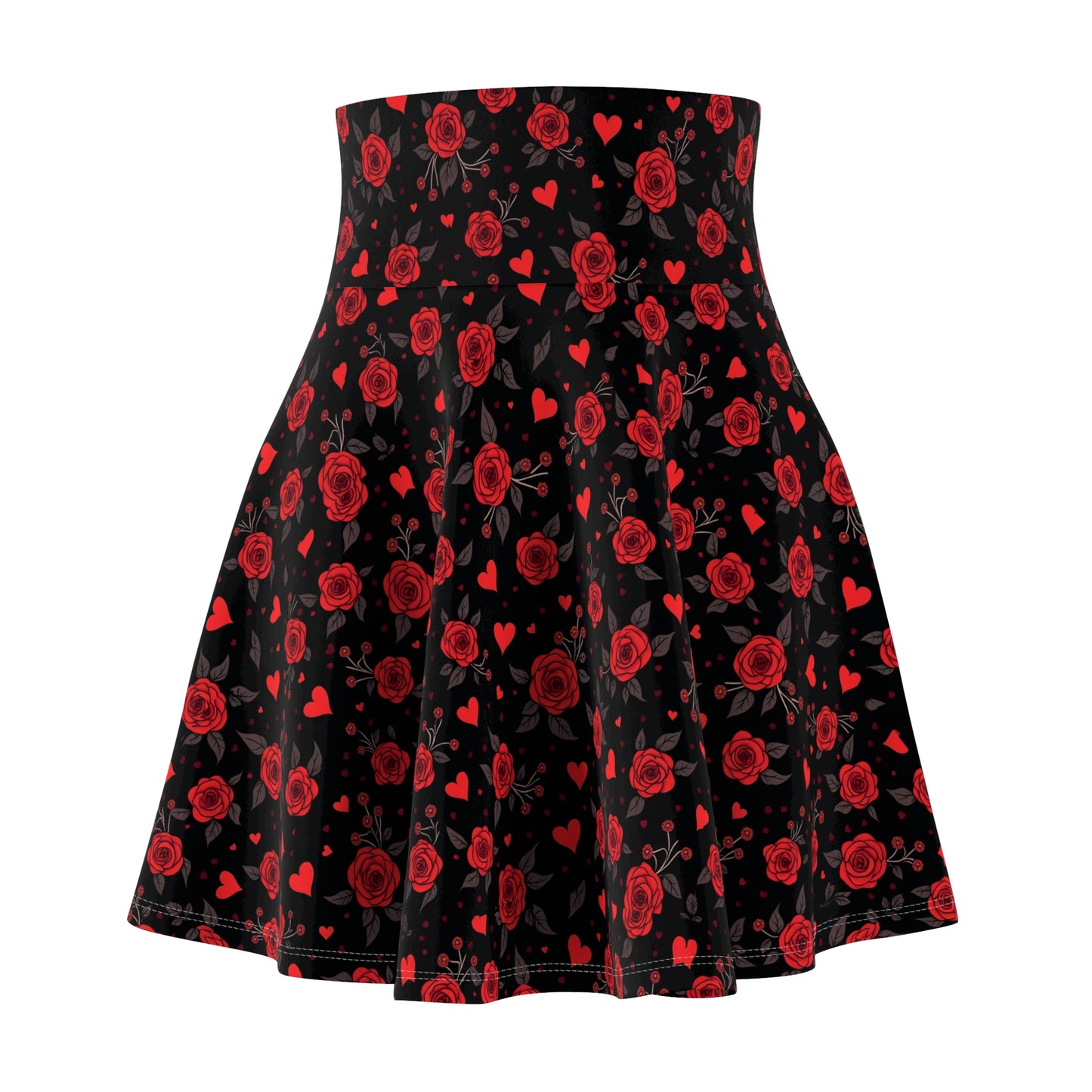 Floral Heart Pattern Women's Skater Skirt