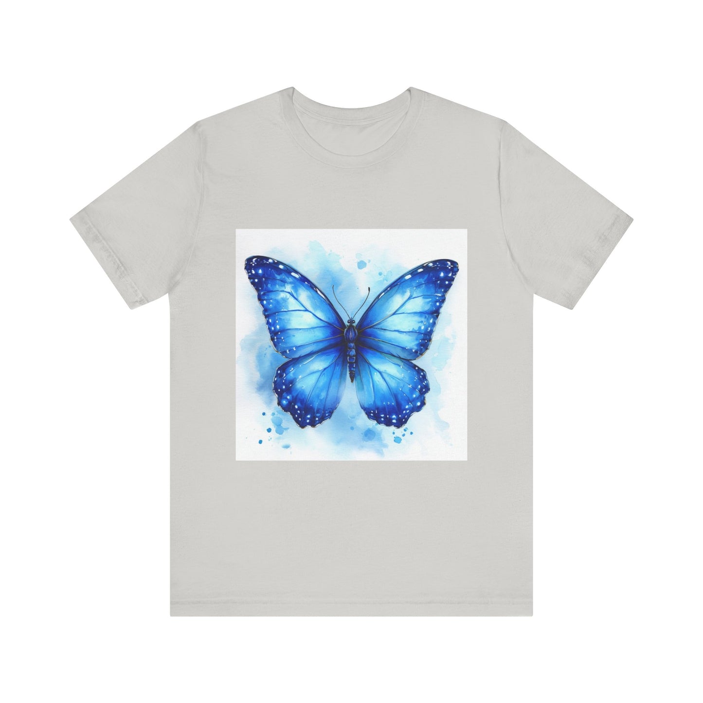Blue Watercolor Butterfly Unisex Jersey Tee - Nature Inspired T-Shirt