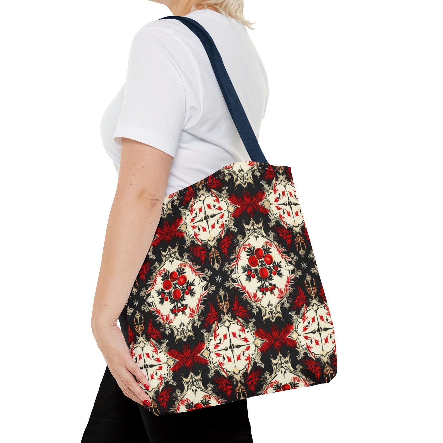 Dark Poinsettia Pattern Tote Bag (AOP)
