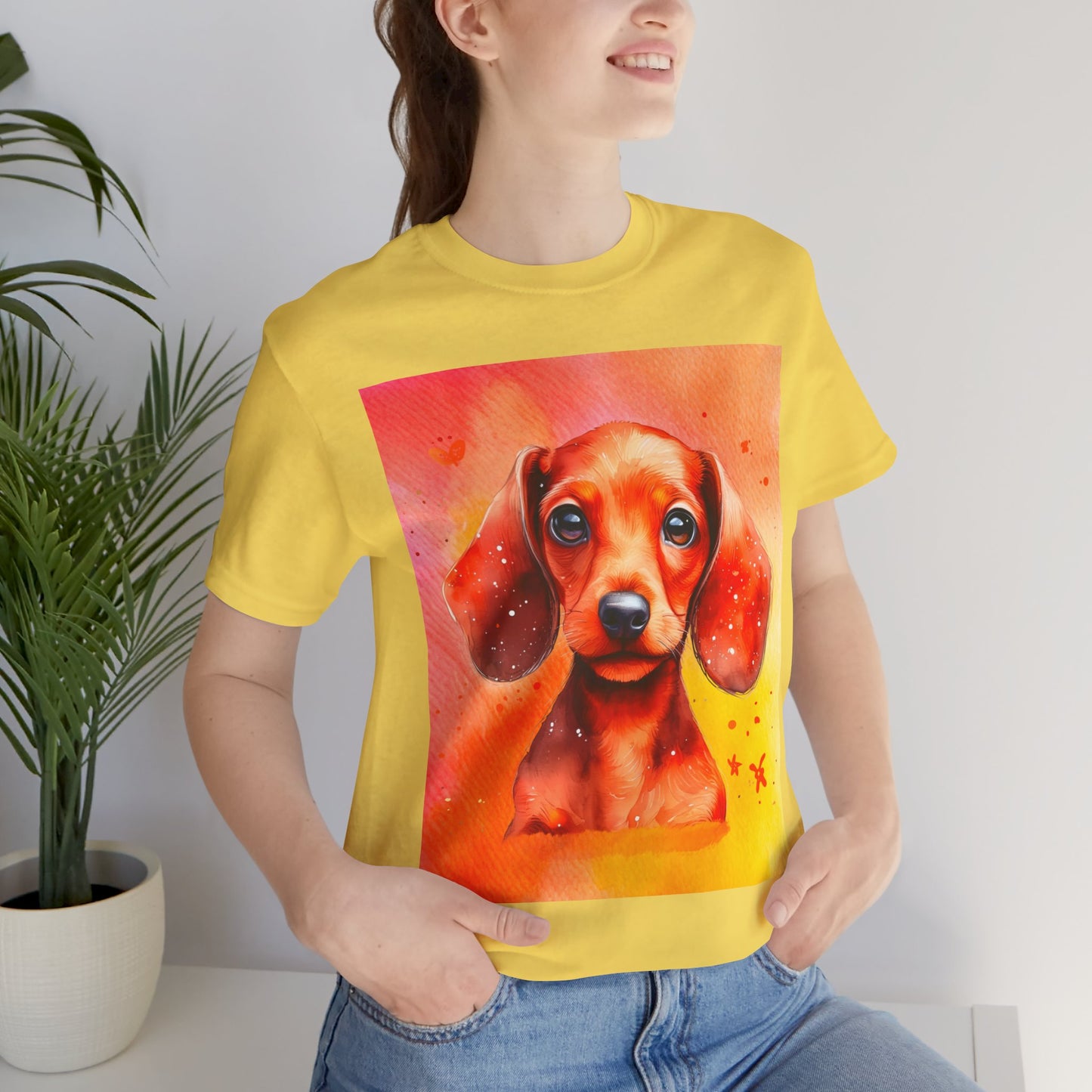 Red Dachshund Unisex Jersey Short Sleeve Tee