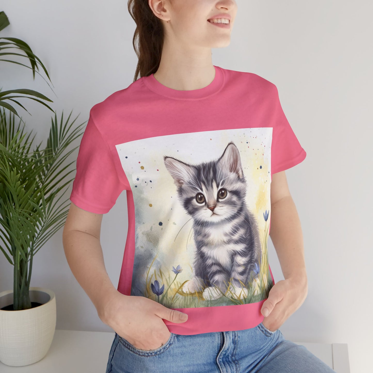 Gray Striped Kitten Unisex Jersey Short Sleeve Tee