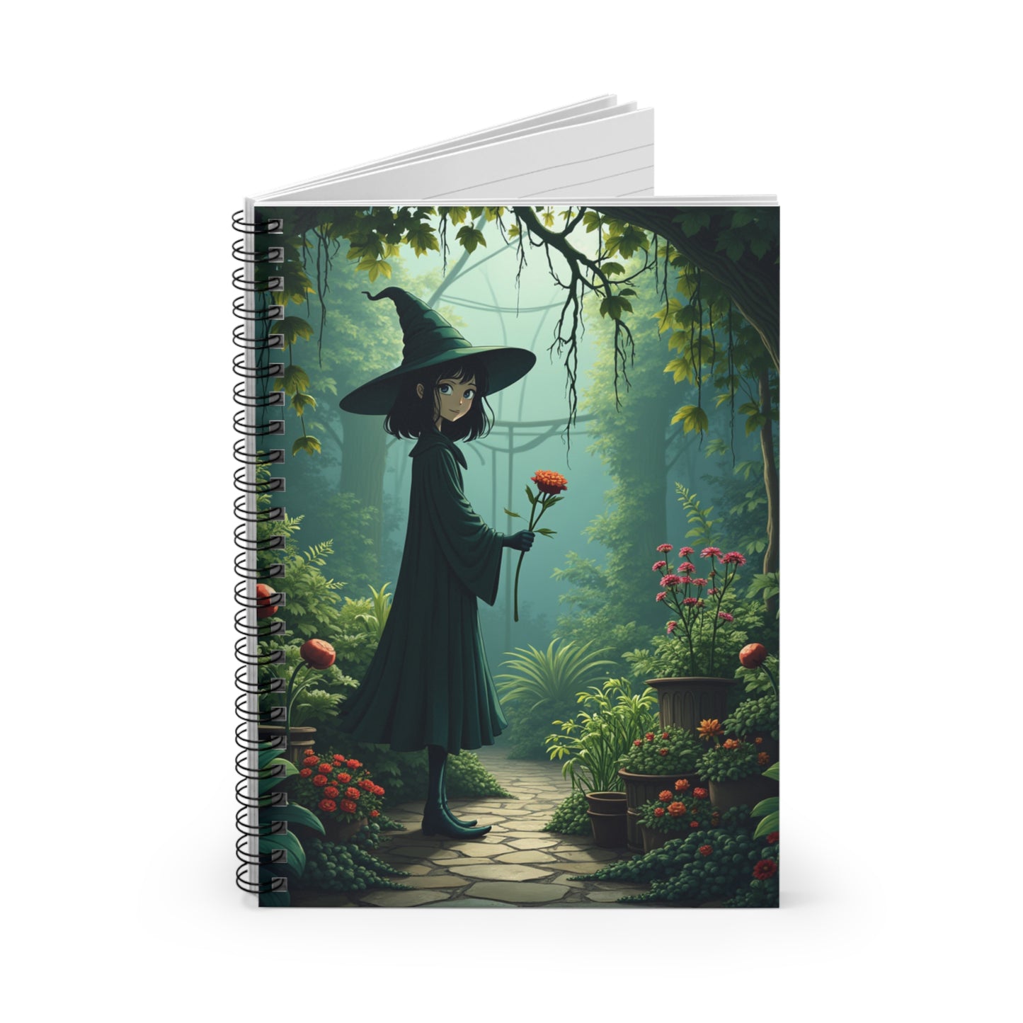 Cute Witch's Garden Spiral Notebook - Ruled Line for Creative Minds