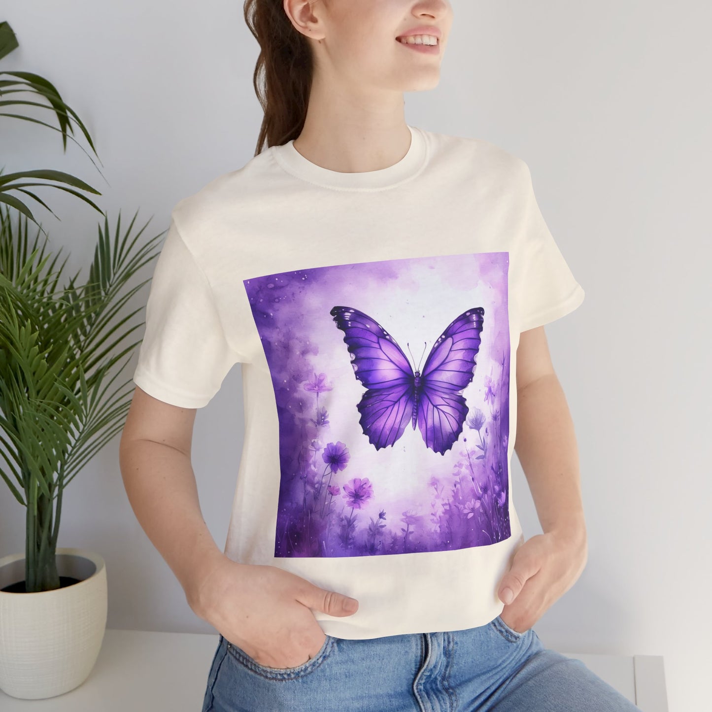Lavender Flutter Unisex Short Sleeve Tee - Nature Inspired T-Shirt for Relaxed Days