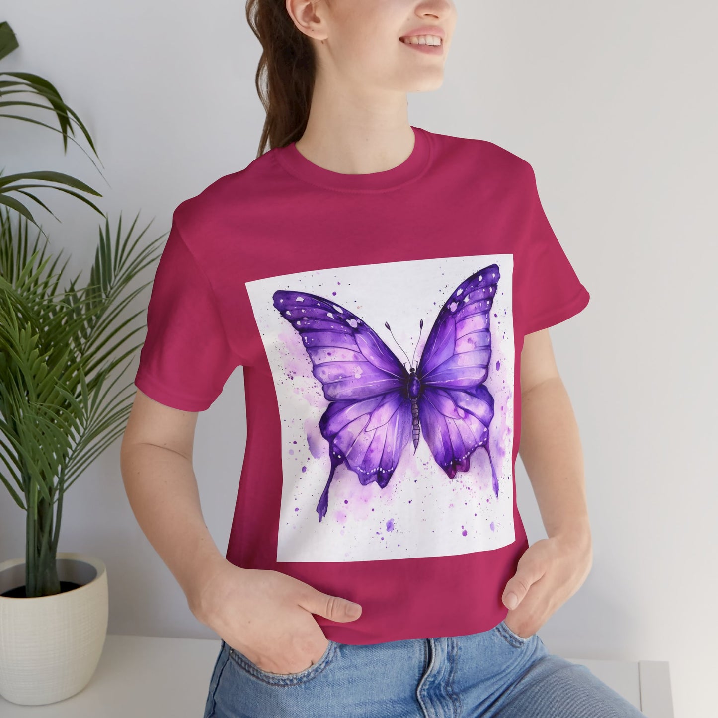 Purple Butterfly Dreams Unisex Jersey Tee - Inspirational Garden Apparel