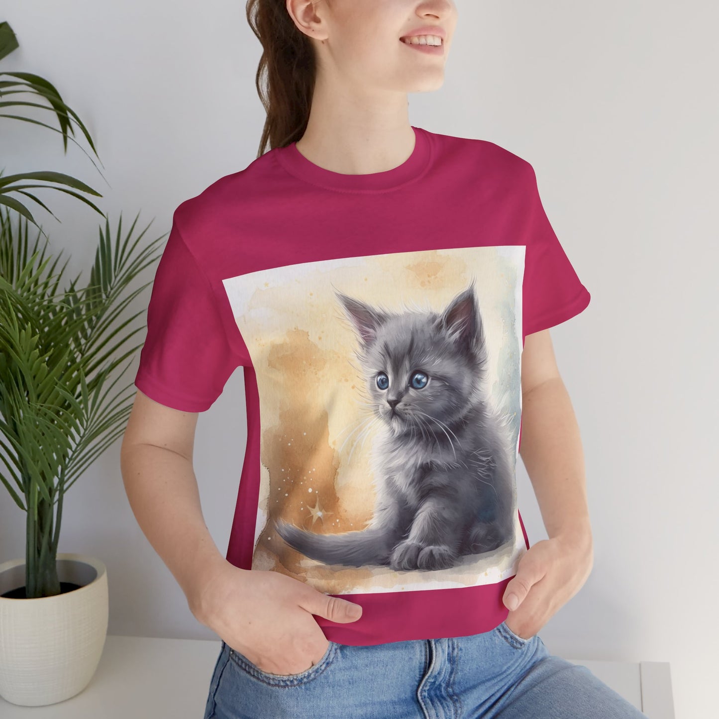 Fluffy Gray Kitten Unisex Jersey Short Sleeve Tee