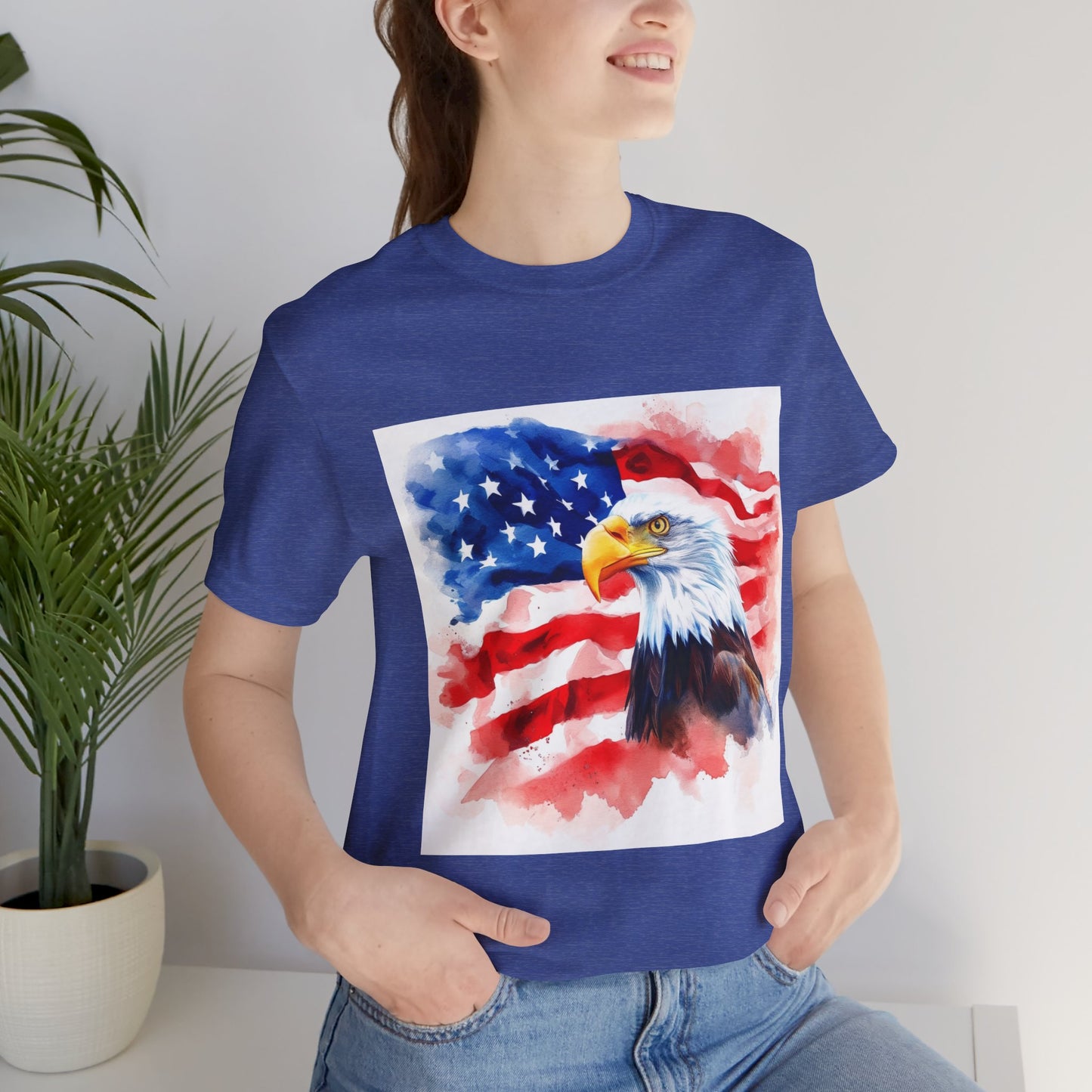 Patriotic Eagle Unisex Tee - American Flag Design