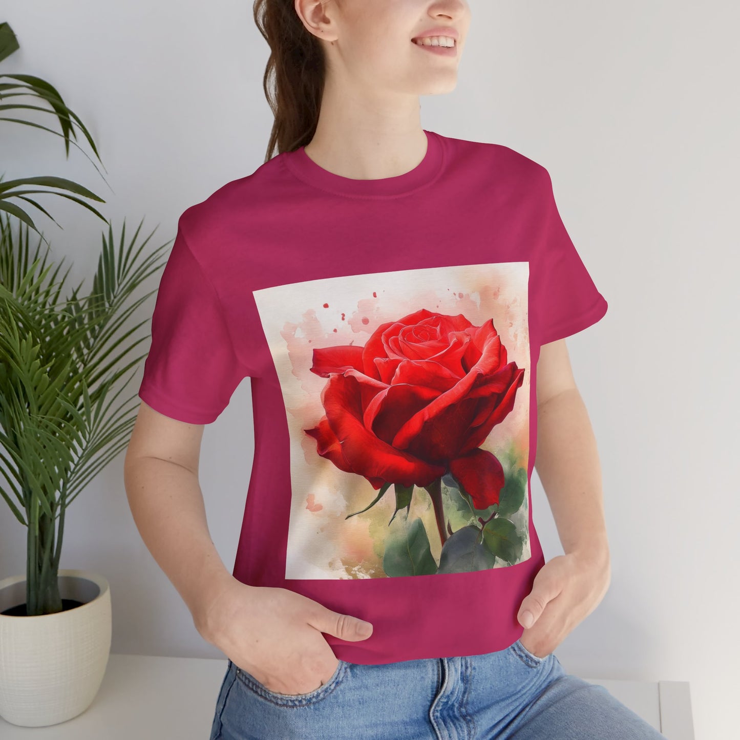 Ruby Bliss Unisex Short Sleeve Tee - Floral Art Top for Nature Lovers