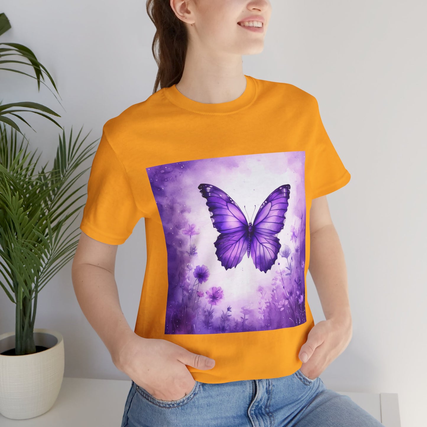 Lavender Flutter Unisex Short Sleeve Tee - Nature Inspired T-Shirt for Relaxed Days
