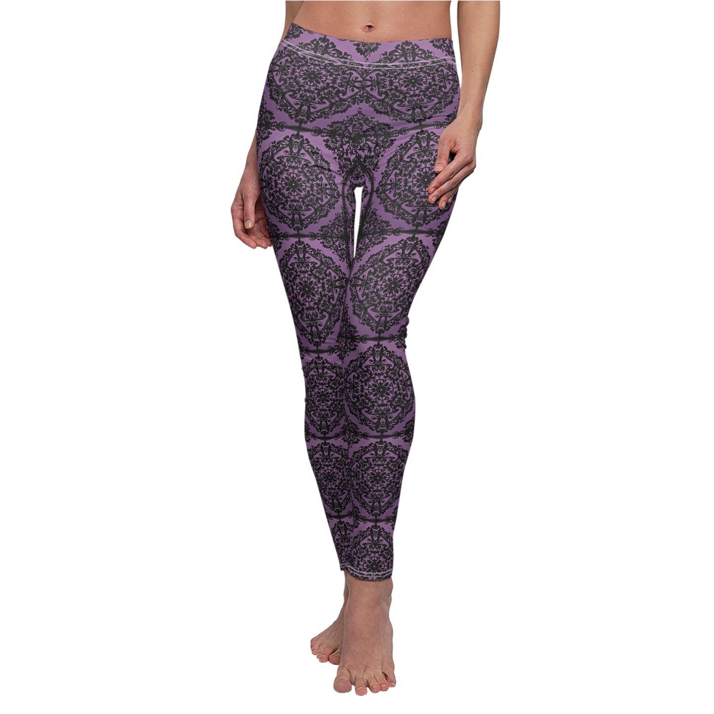 Intricate Black and Purple Pattern Women's Cut & Sew Casual Leggings (AOP)