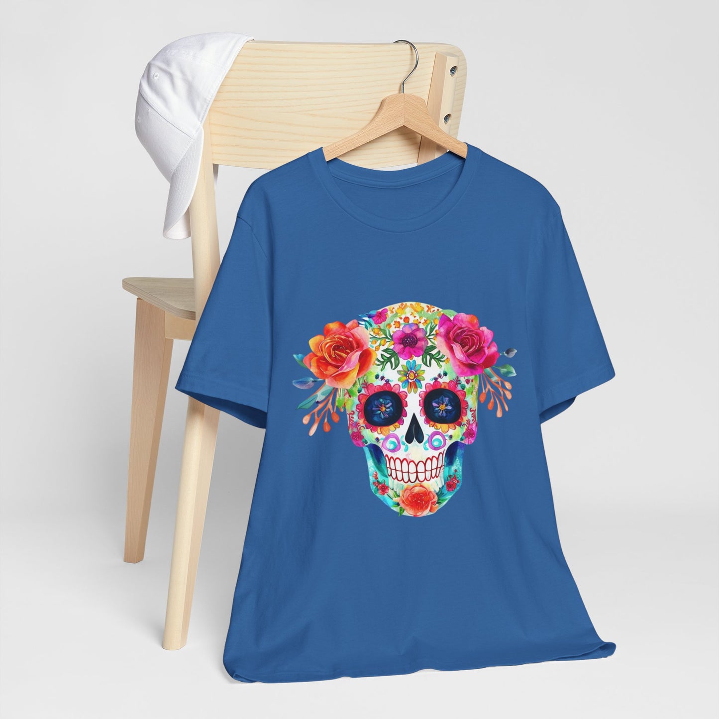 Day of the Dead Floral Sugar Skull Unisex Jersey Short Sleeve Tee