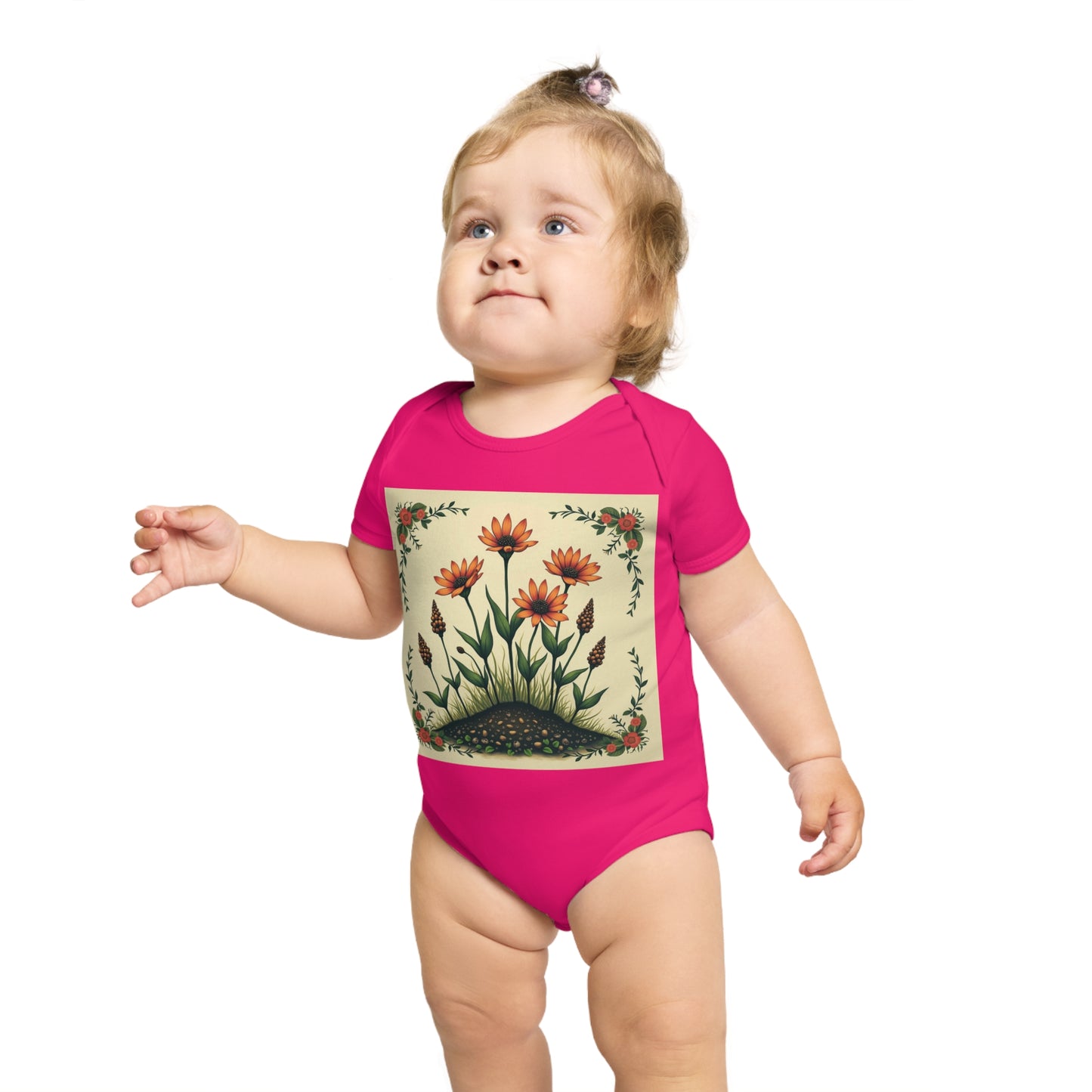 Floral Short Sleeve Spring Time Baby Bodysuit | Cute Floral Design for Infants