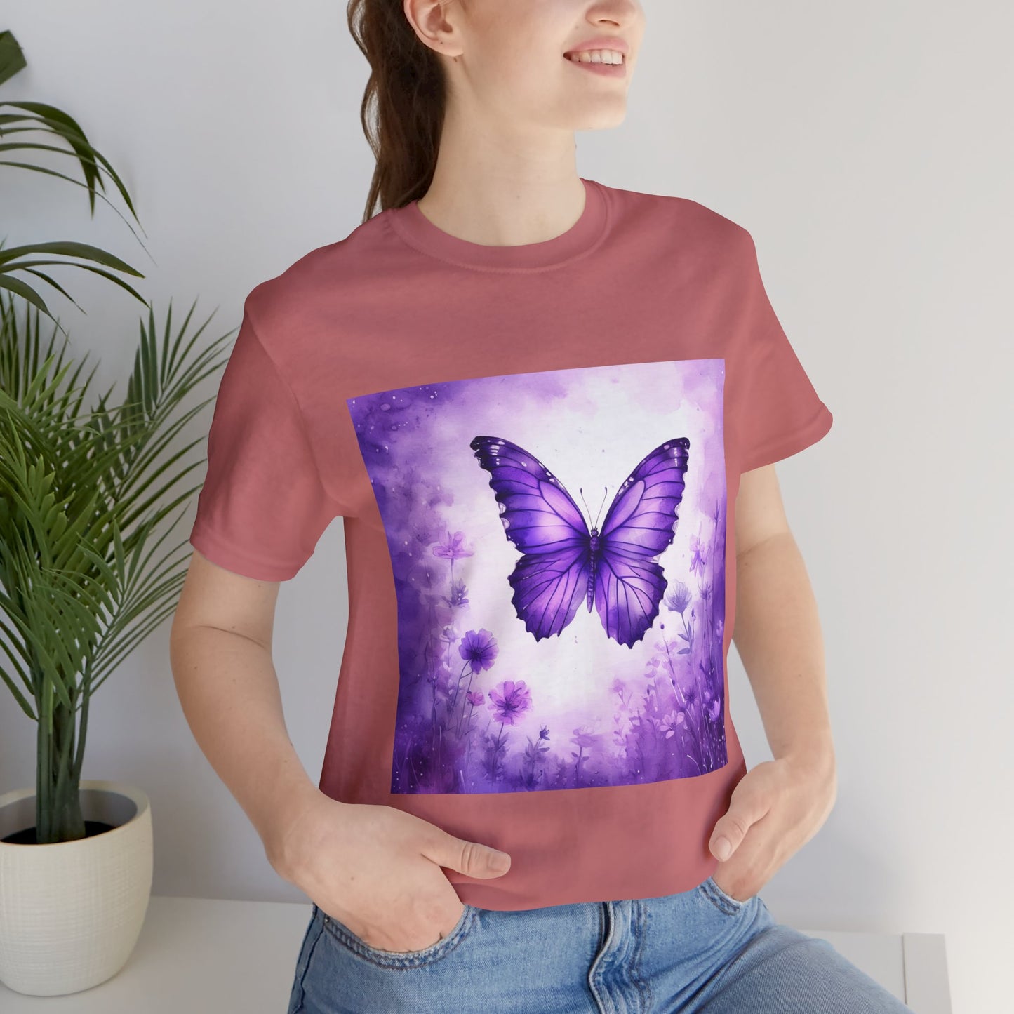 Lavender Flutter Unisex Short Sleeve Tee - Nature Inspired T-Shirt for Relaxed Days