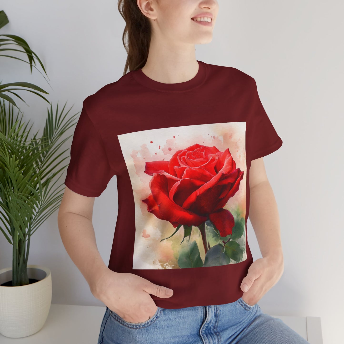 Ruby Bliss Unisex Short Sleeve Tee - Floral Art Top for Nature Lovers