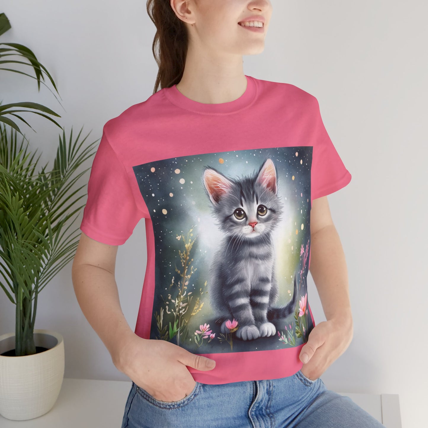 Gray Kitten Unisex Jersey Short Sleeve Tee