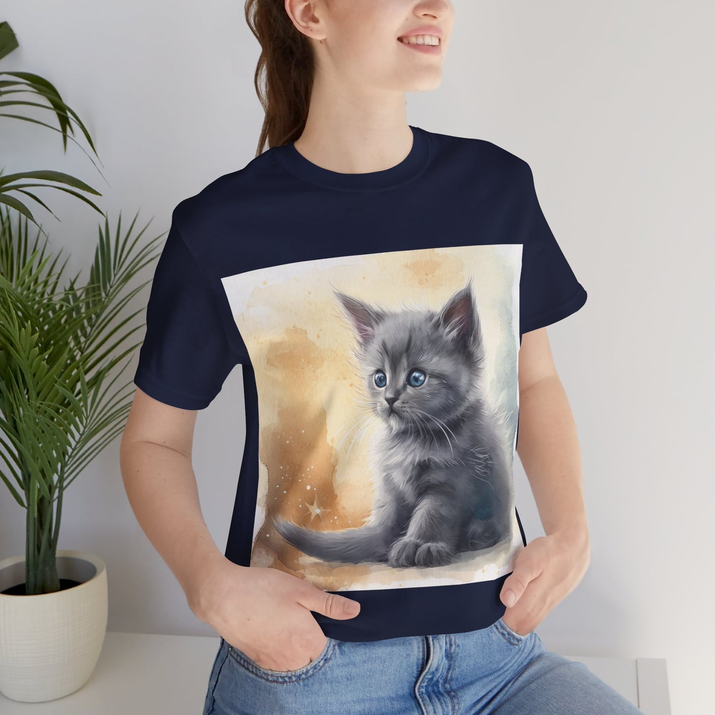 Fluffy Gray Kitten Unisex Jersey Short Sleeve Tee