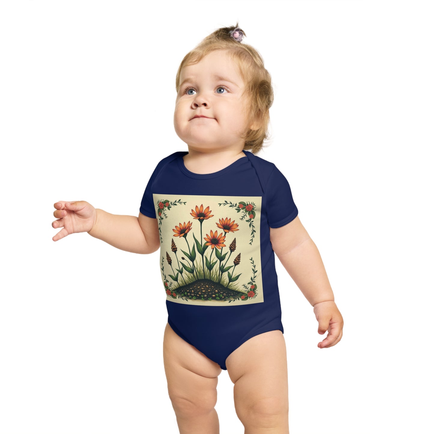 Floral Short Sleeve Spring Time Baby Bodysuit | Cute Floral Design for Infants