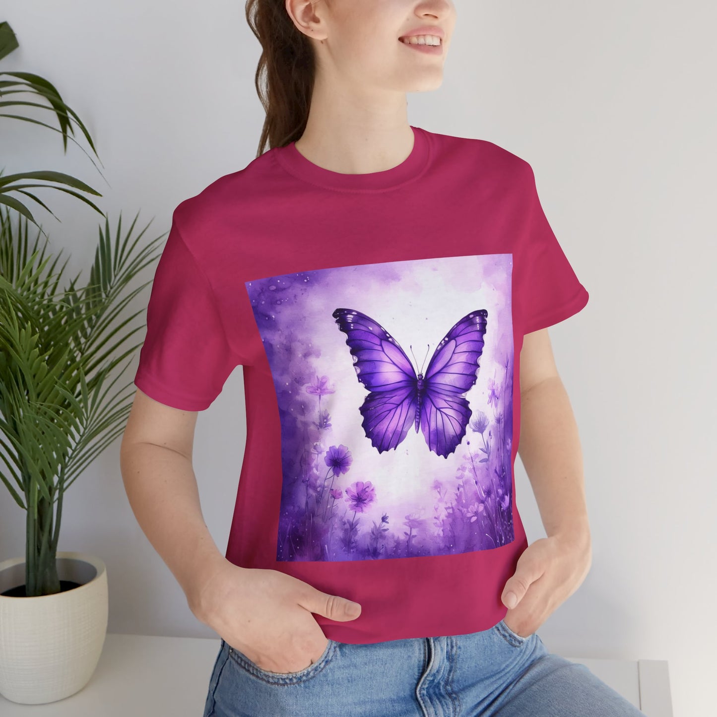 Lavender Flutter Unisex Short Sleeve Tee - Nature Inspired T-Shirt for Relaxed Days