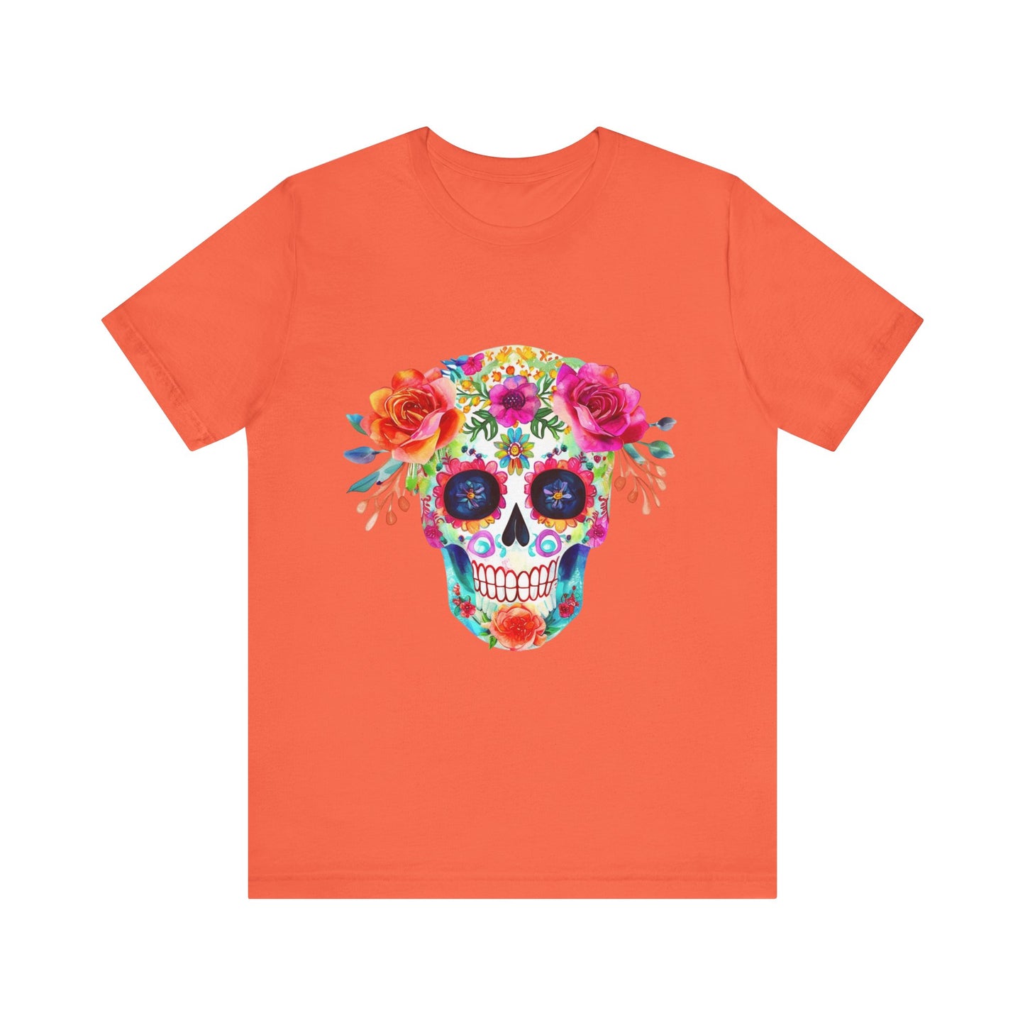 Day of the Dead Floral Sugar Skull Unisex Jersey Short Sleeve Tee