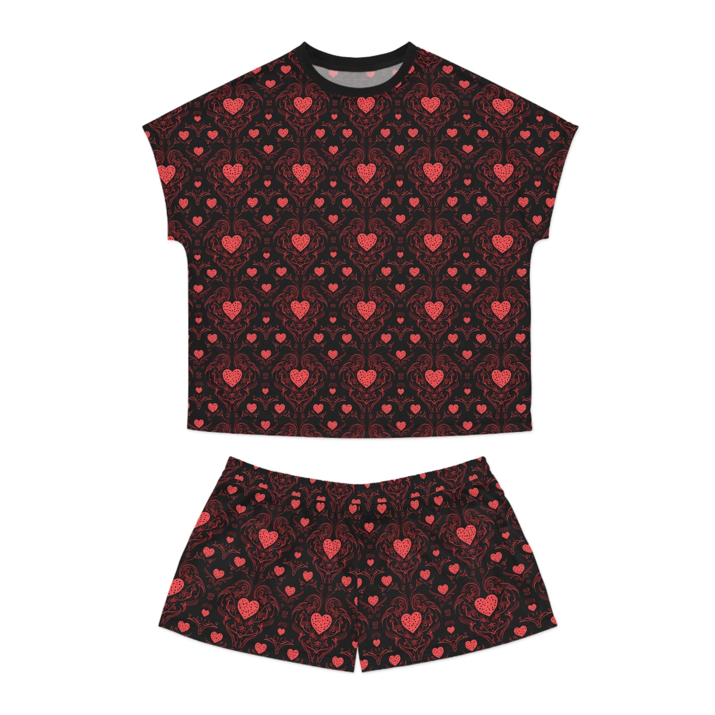 Gothic Hearts Women's Short Pajama Set (AOP)