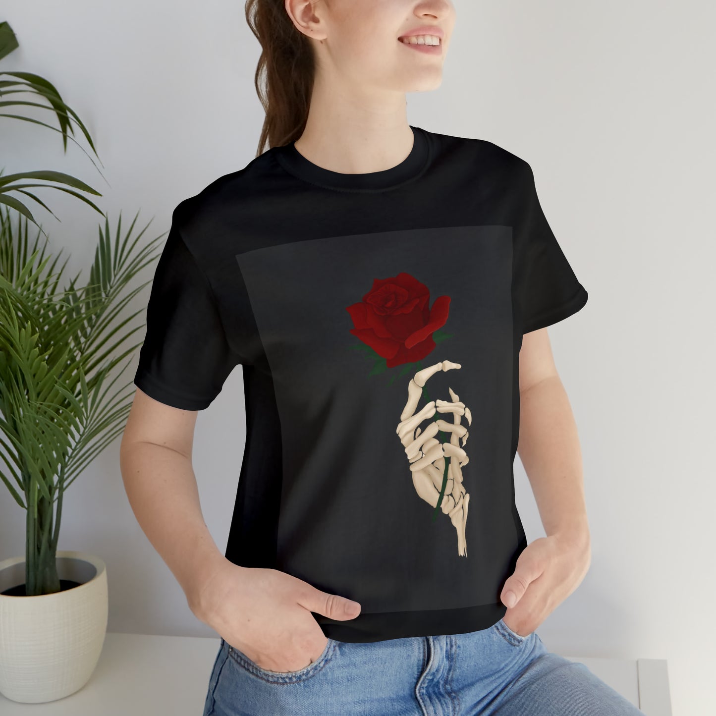 Rose with Skeleton Unisex Jersey Short Sleeve Tee