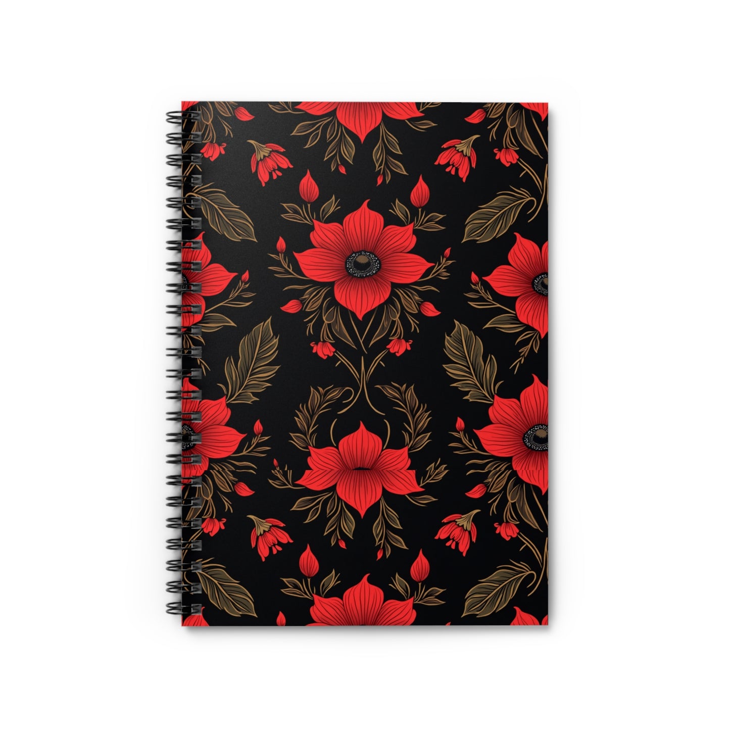 Elegant Red Flowers Spiral Notebook - Elegant Red Flower Design