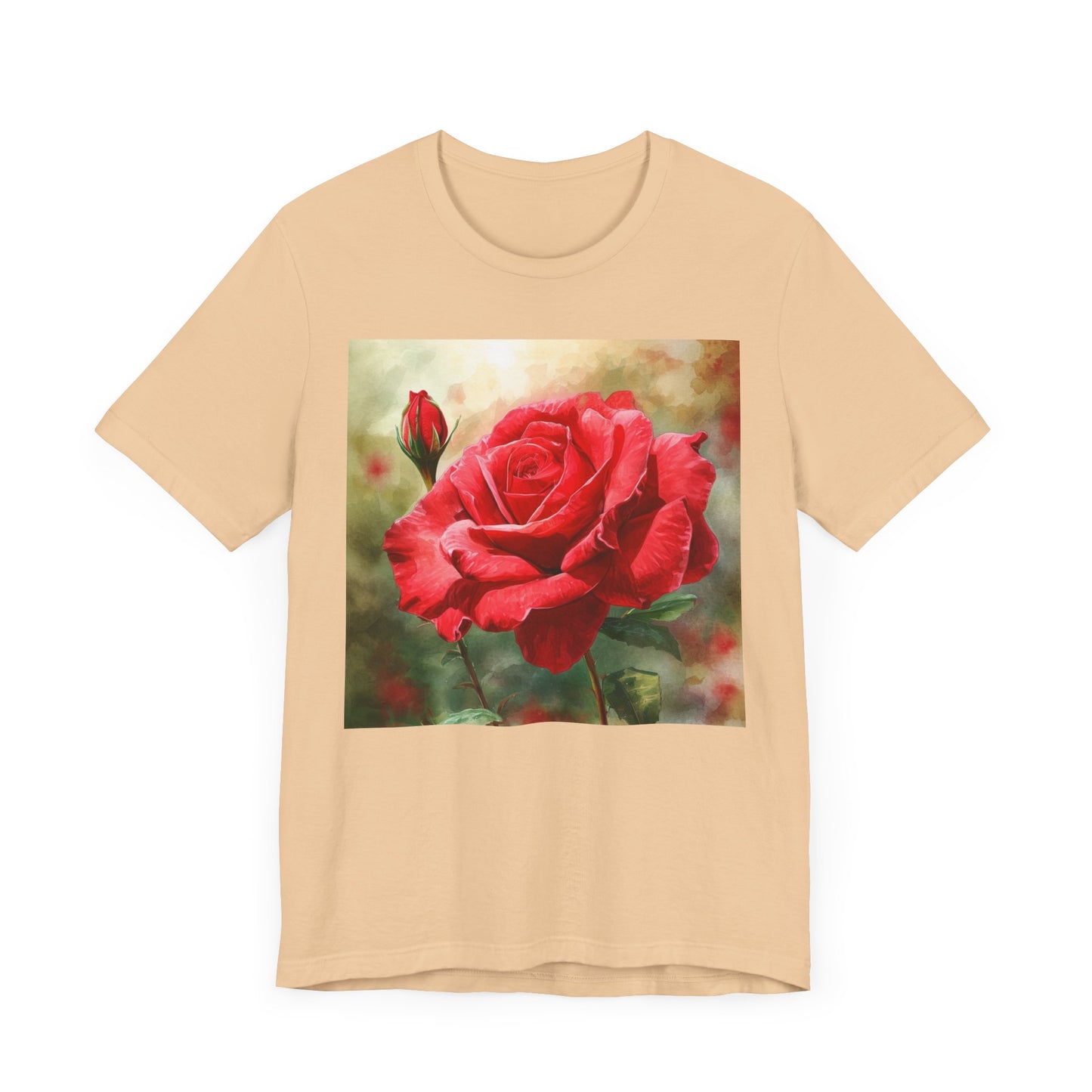 Elegant Rose Short Sleeve Tee - Perfect for Nature Lovers & Everyday Comfort