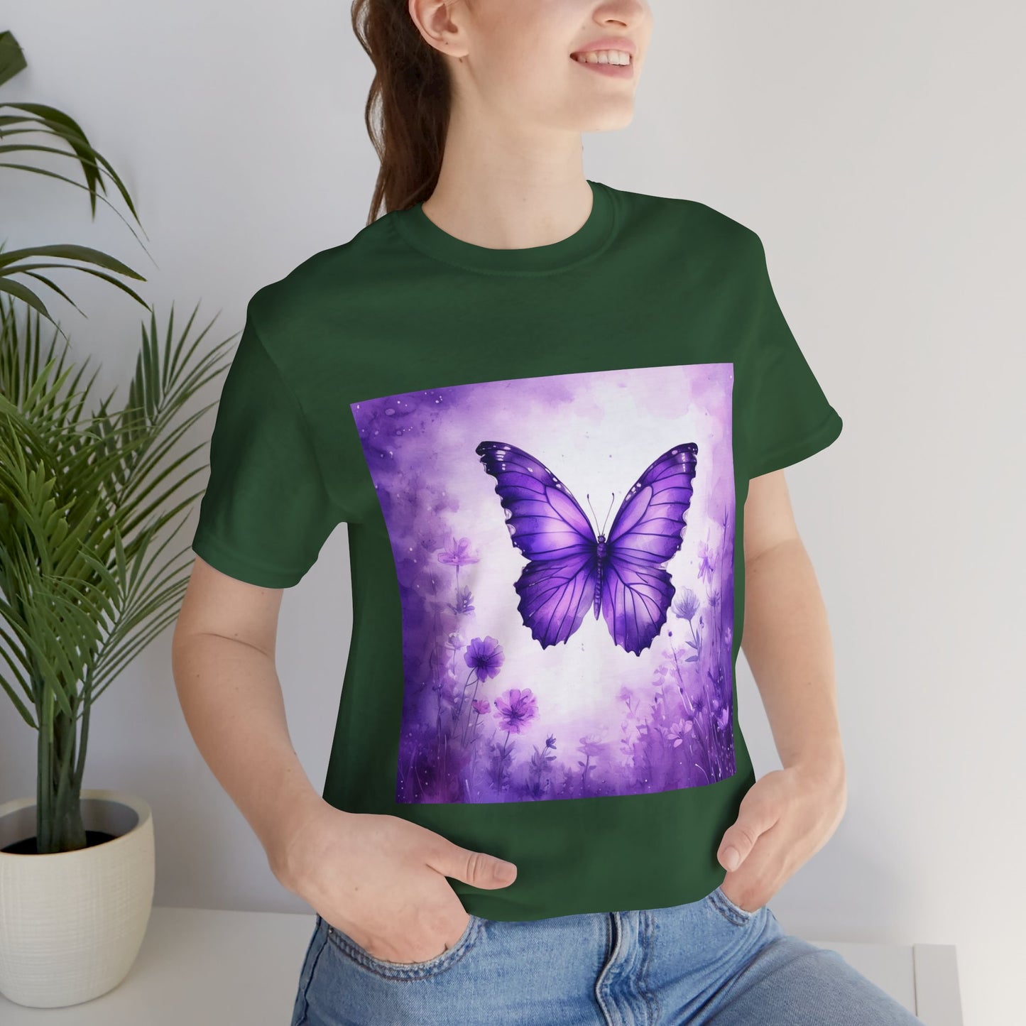 Lavender Flutter Unisex Short Sleeve Tee - Nature Inspired T-Shirt for Relaxed Days