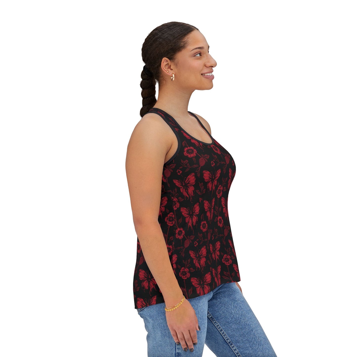 Elegant Floral Butterfly Women's Tank Top