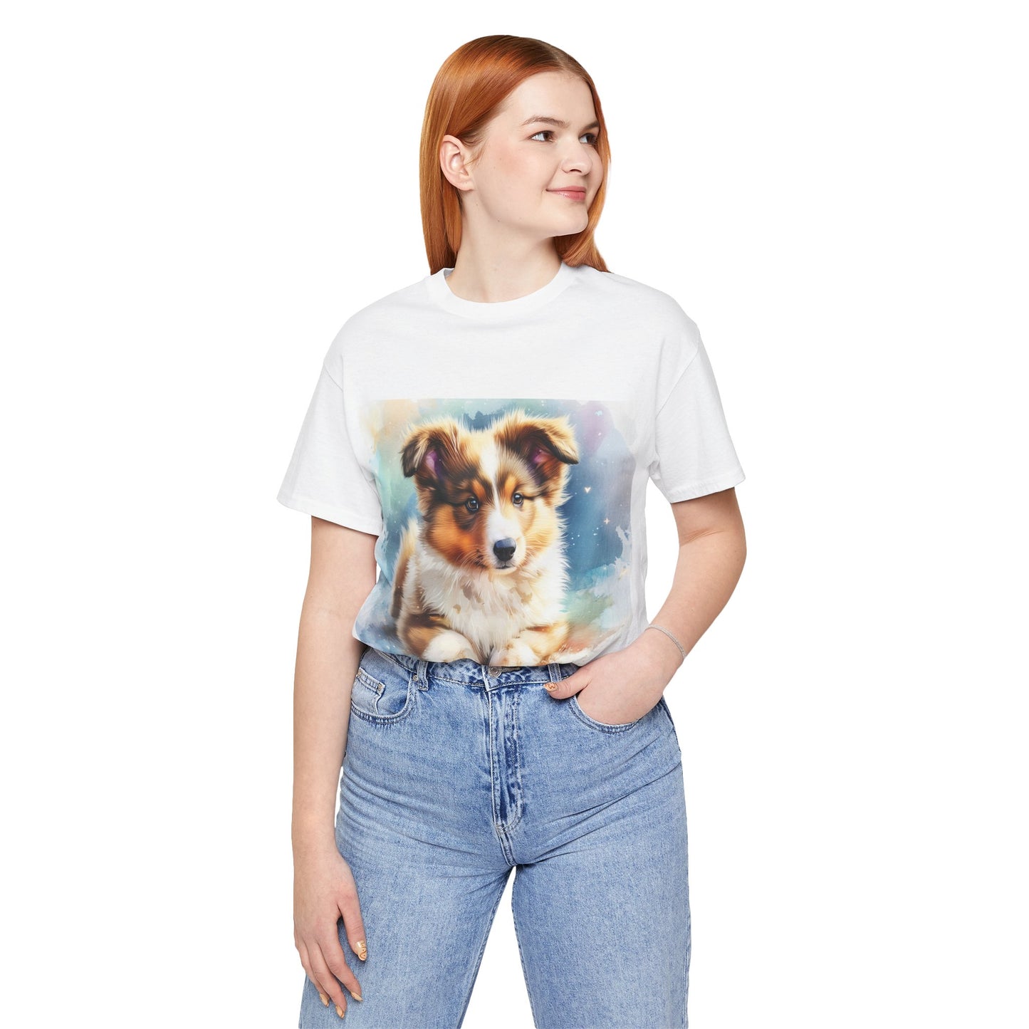 Watercolor Shetland Sheepdog Unisex Jersey Short Sleeve Tee