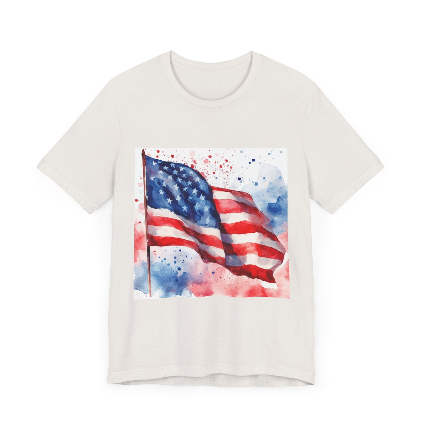 Patriotic Watercolor Flag Tee - Unisex Short Sleeve Shirt for Independence Day