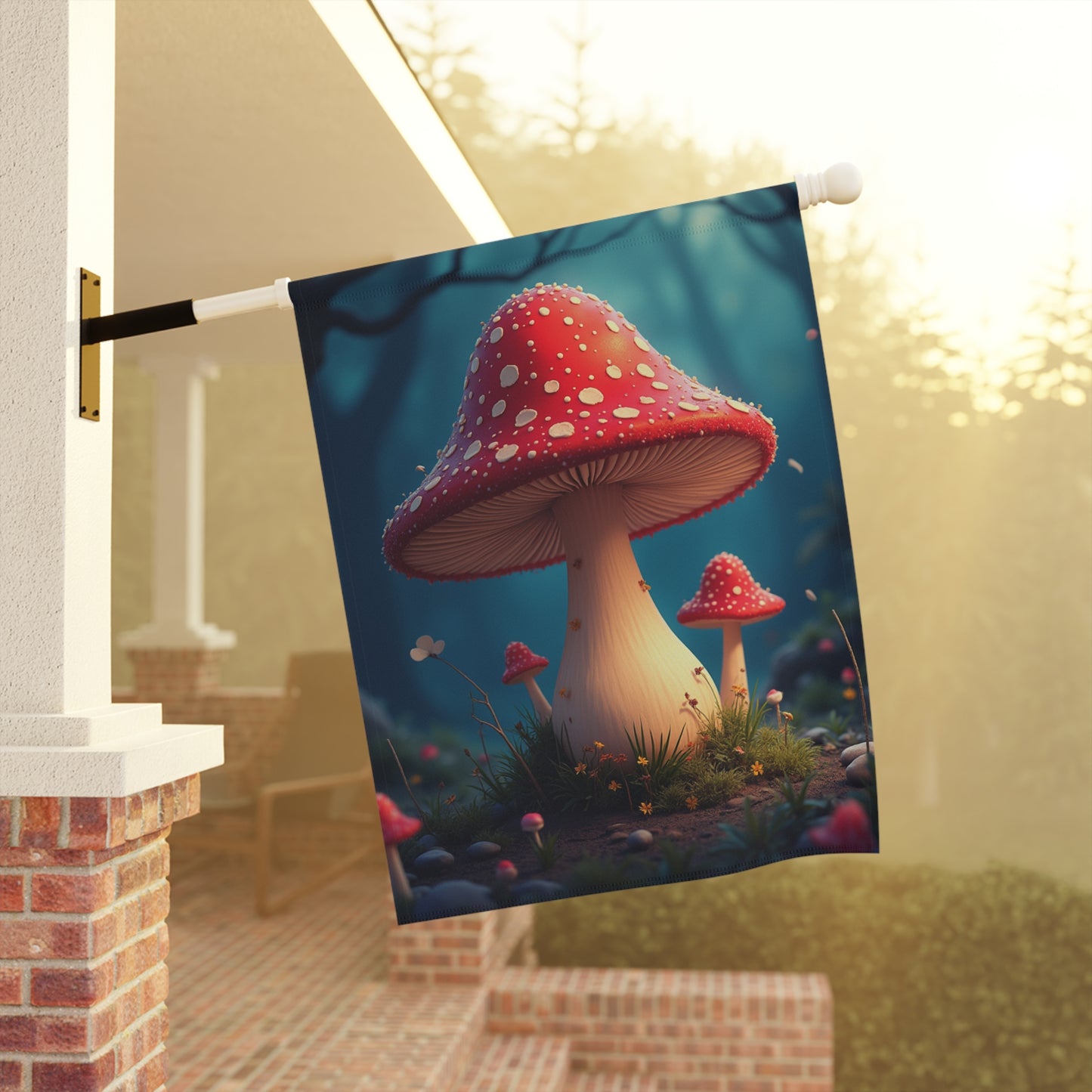 Whimsical Garden Mushroom Banner for Outdoor Decor
