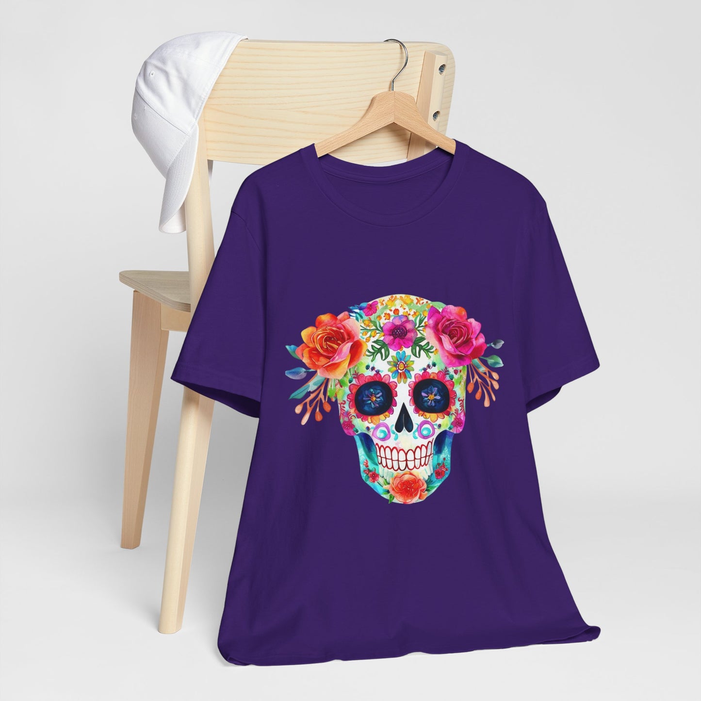 Day of the Dead Floral Sugar Skull Unisex Jersey Short Sleeve Tee