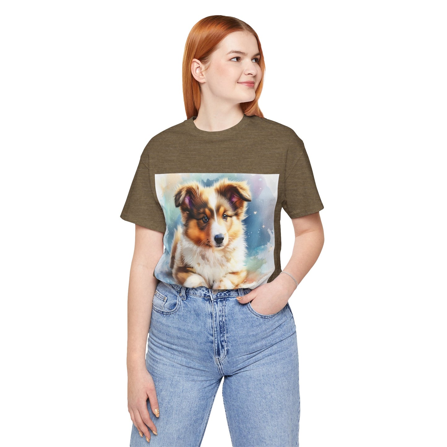Watercolor Shetland Sheepdog Unisex Jersey Short Sleeve Tee