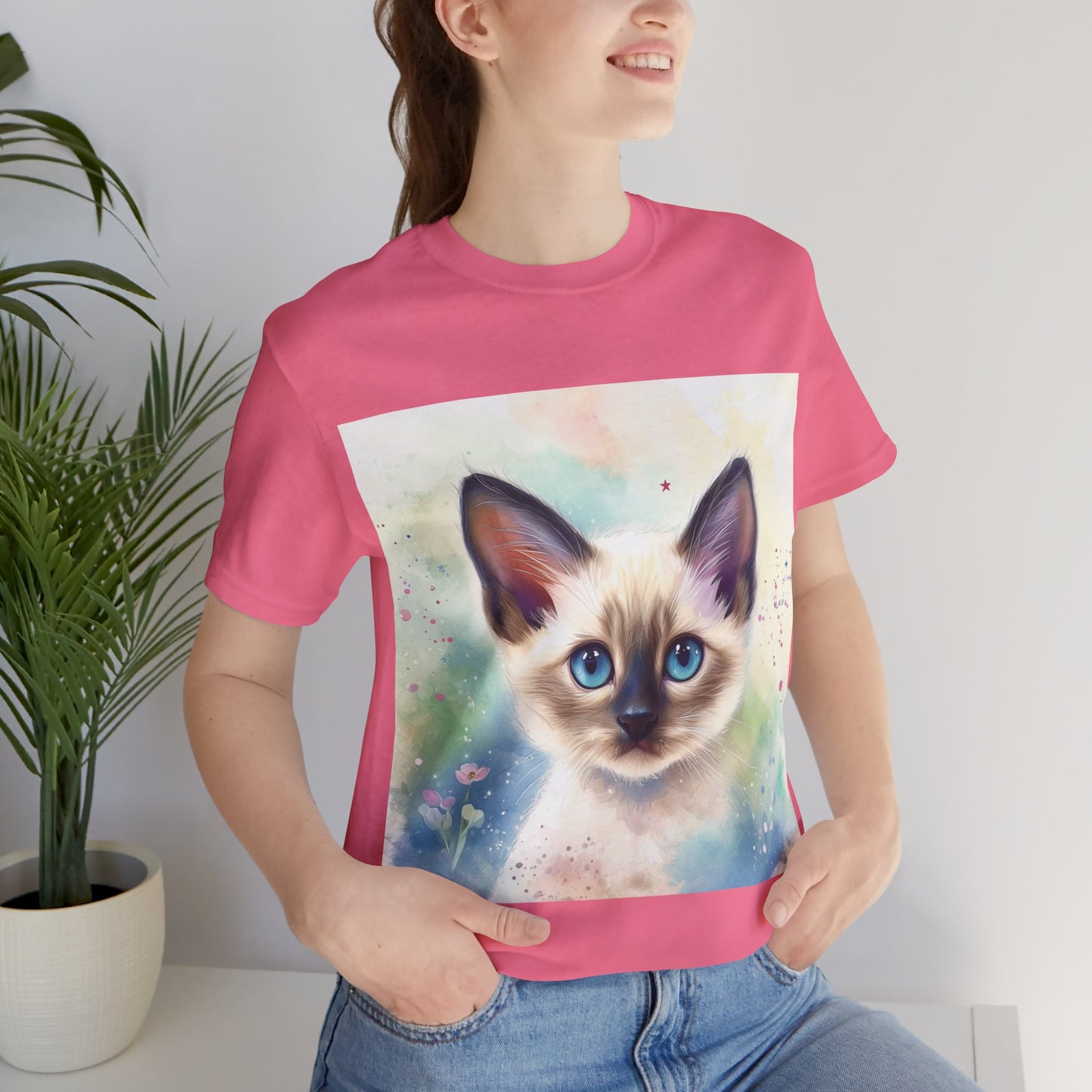 Watercolor Siamese Kitten Unisex Jersey Short Sleeve Tee