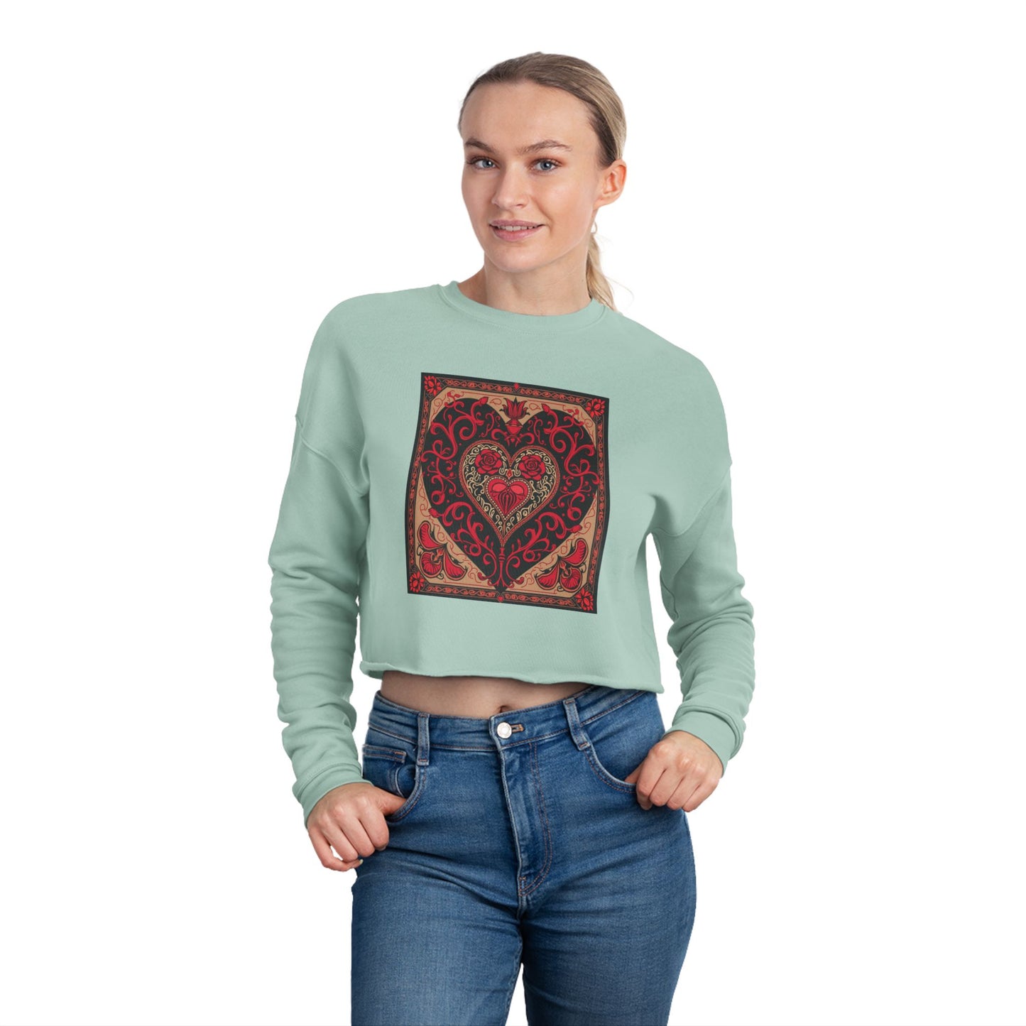 Damask Stained Glass Women's Cropped Sweatshirt