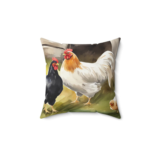 Chickens Spun Polyester Square Pillow