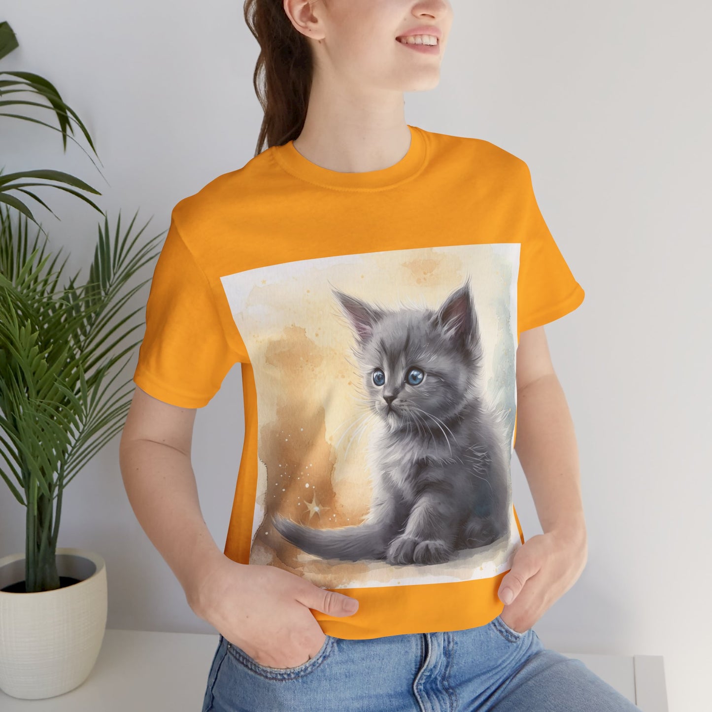 Fluffy Gray Kitten Unisex Jersey Short Sleeve Tee
