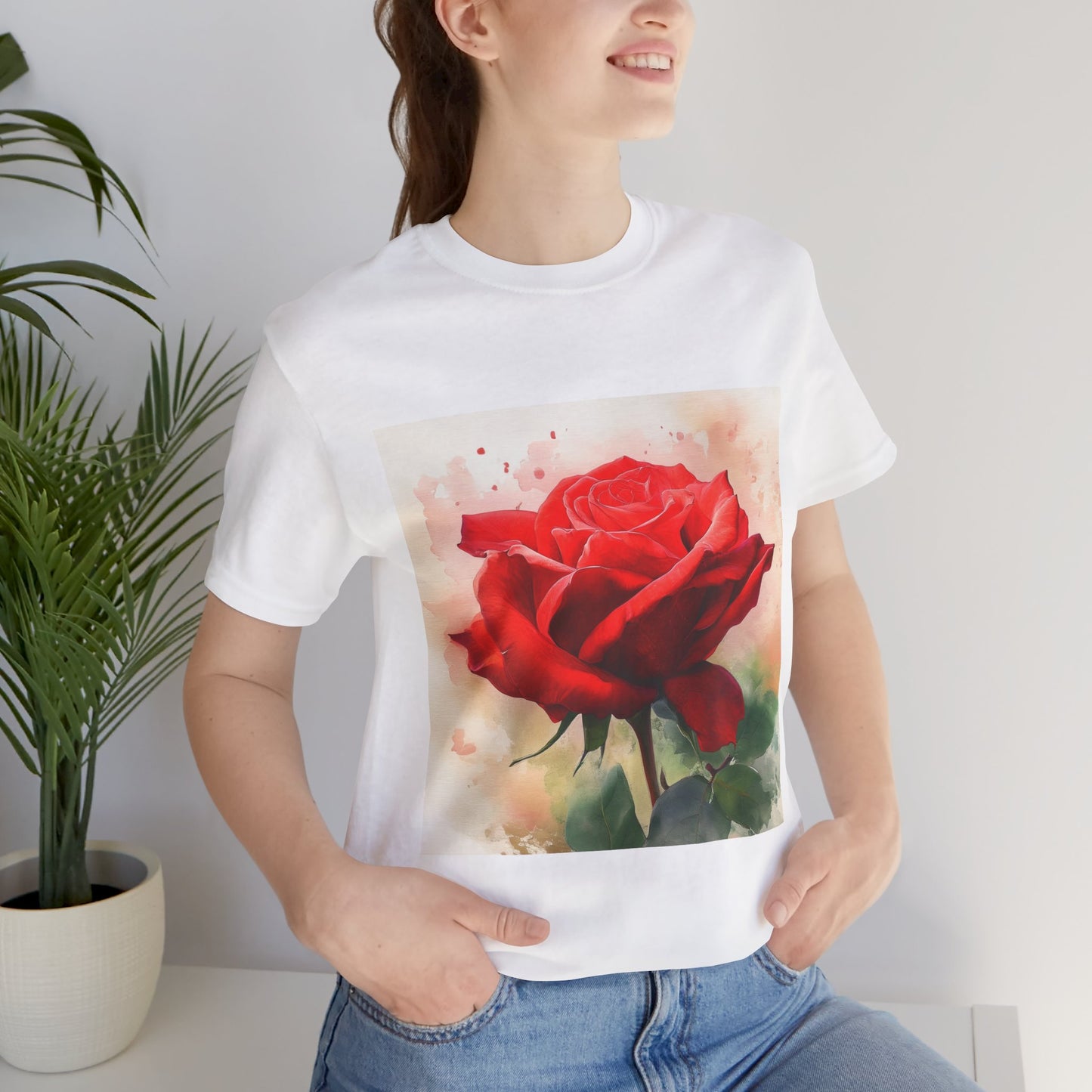Ruby Bliss Unisex Short Sleeve Tee - Floral Art Top for Nature Lovers