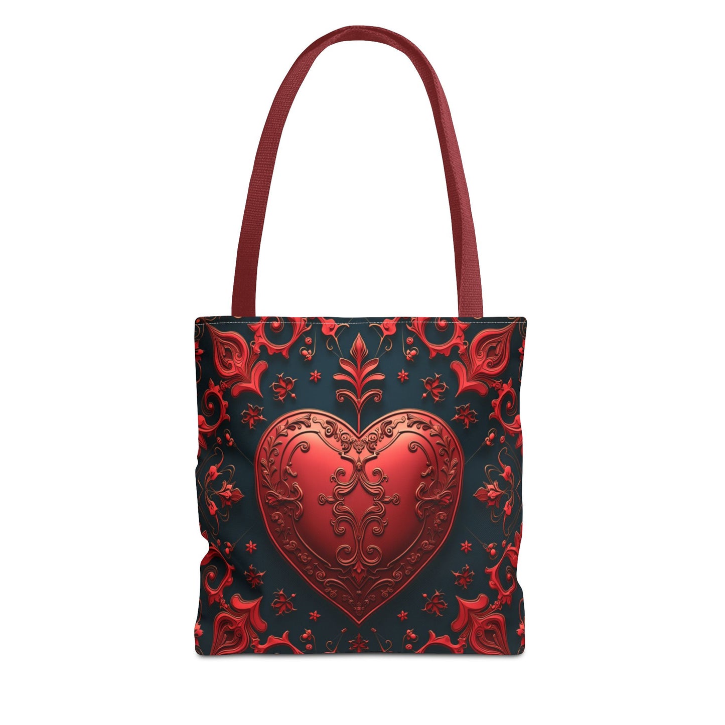 Intricate Red Heart Design Tote Bag (AOP)