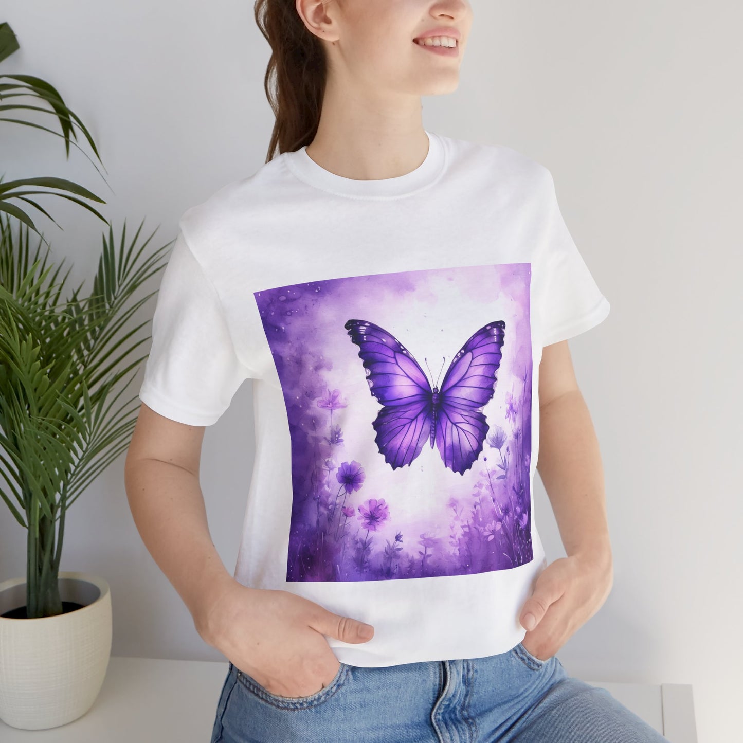 Lavender Flutter Unisex Short Sleeve Tee - Nature Inspired T-Shirt for Relaxed Days