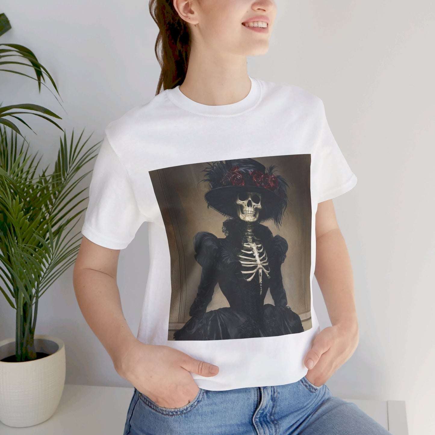 Creepy victorian Skeleton Unisex Jersey Short Sleeve Tee