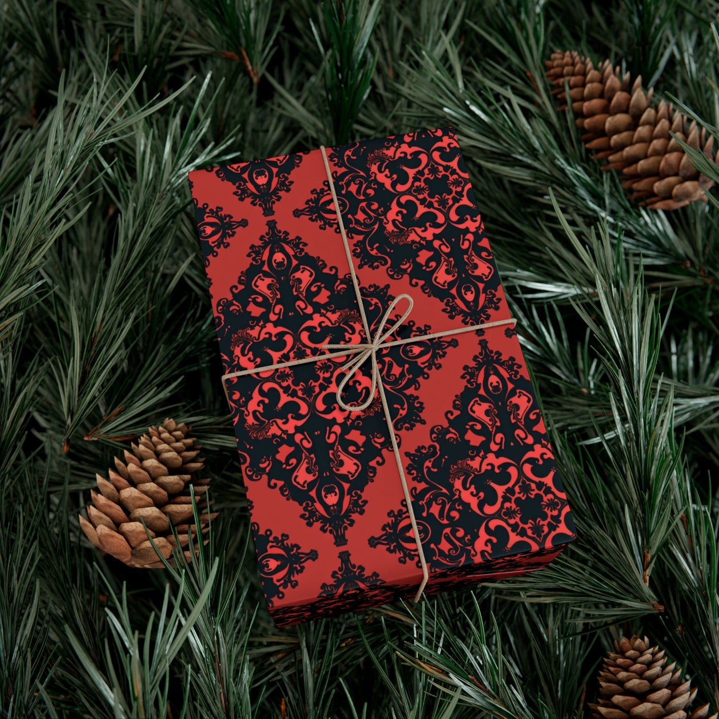 Elegant Red and Black Victorian Pattern Gift Wrap Papers