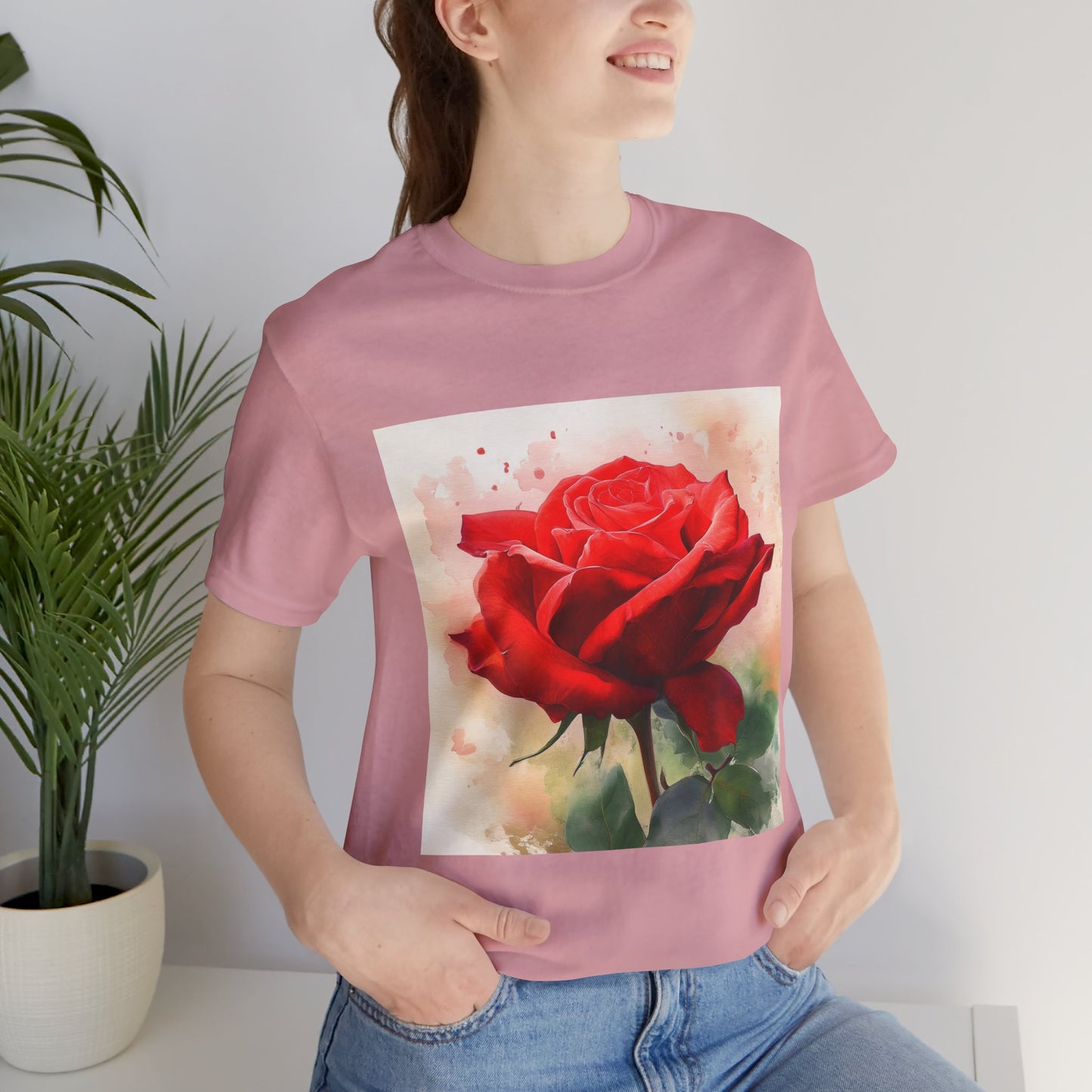 Ruby Bliss Unisex Short Sleeve Tee - Floral Art Top for Nature Lovers