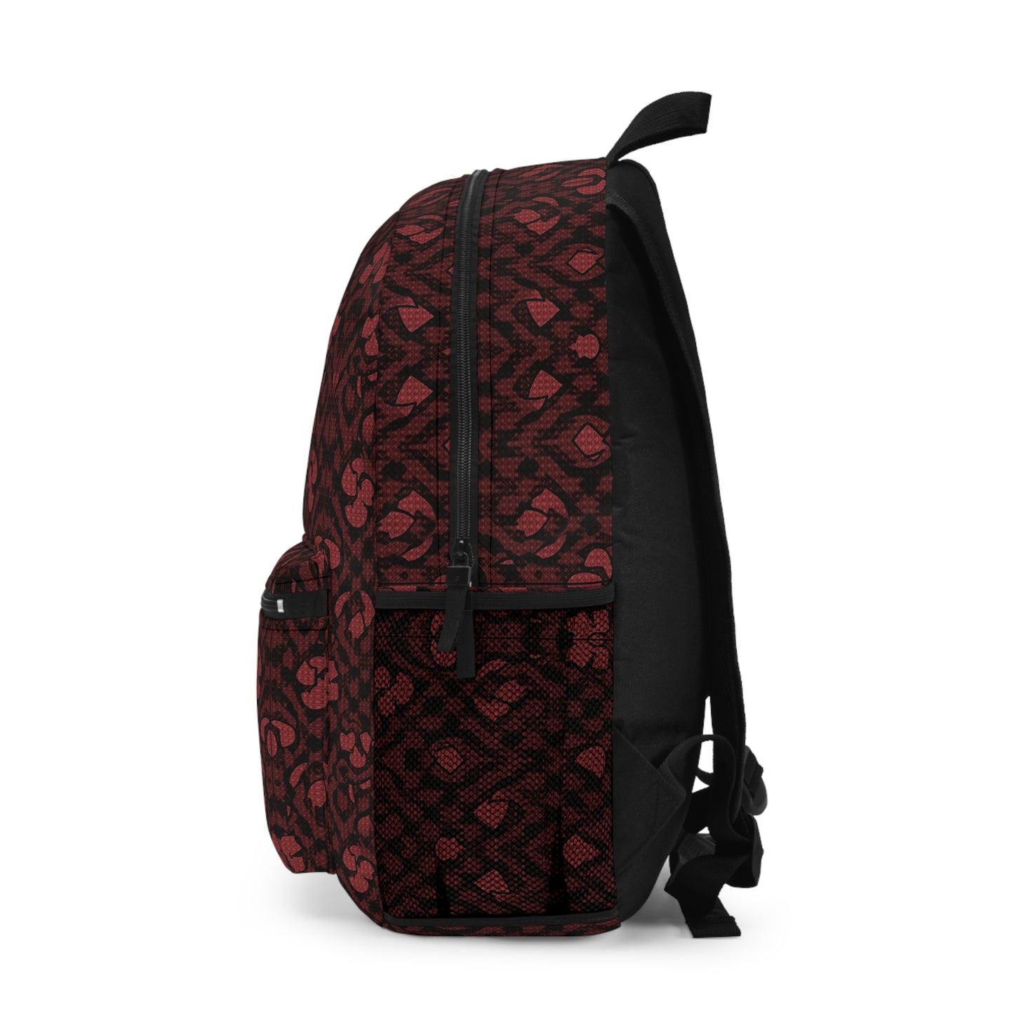 Gothic Red Lace Patterned Backpack for School and Travel