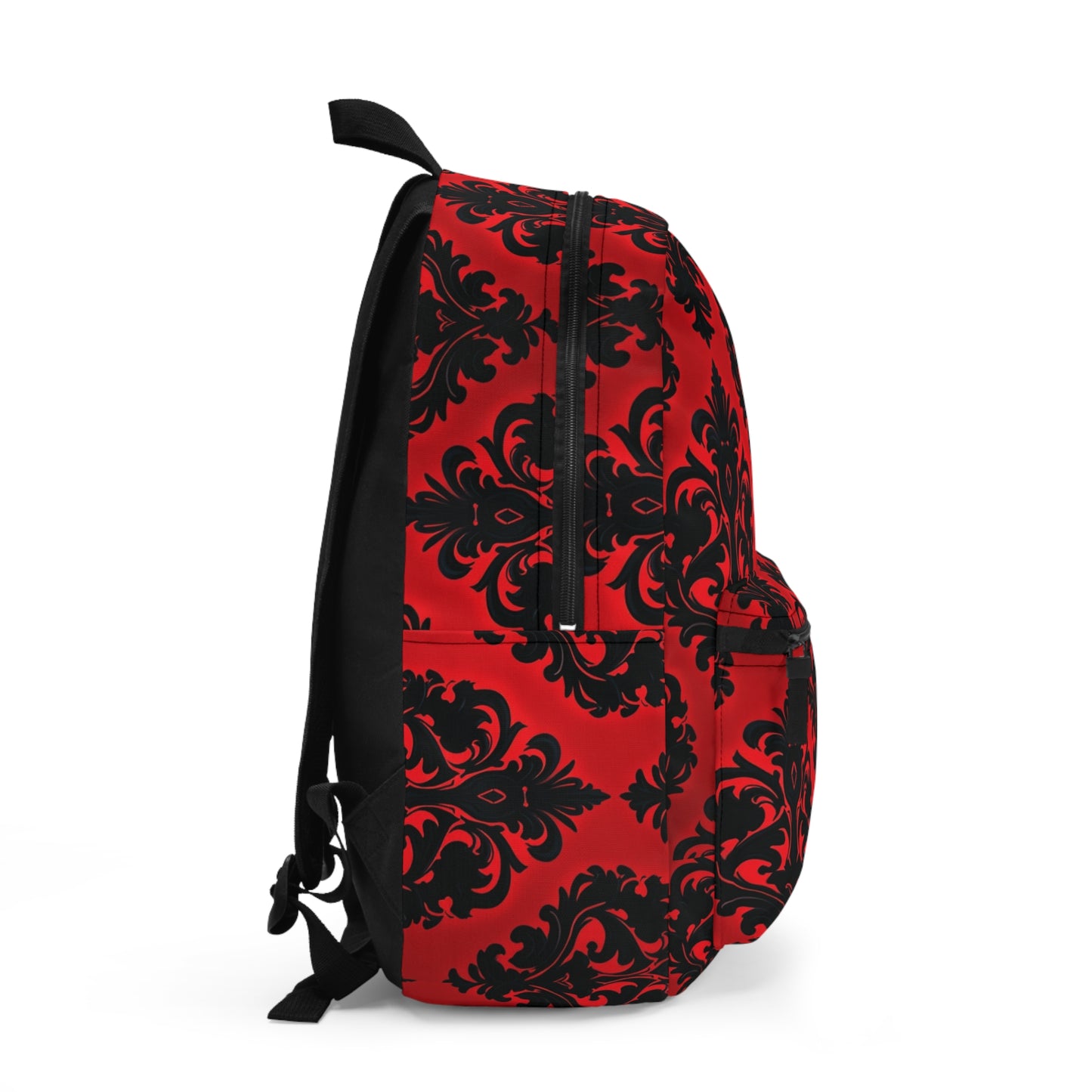 Gothic Red Damask Backpack - Stylish Red and Black School Bag
