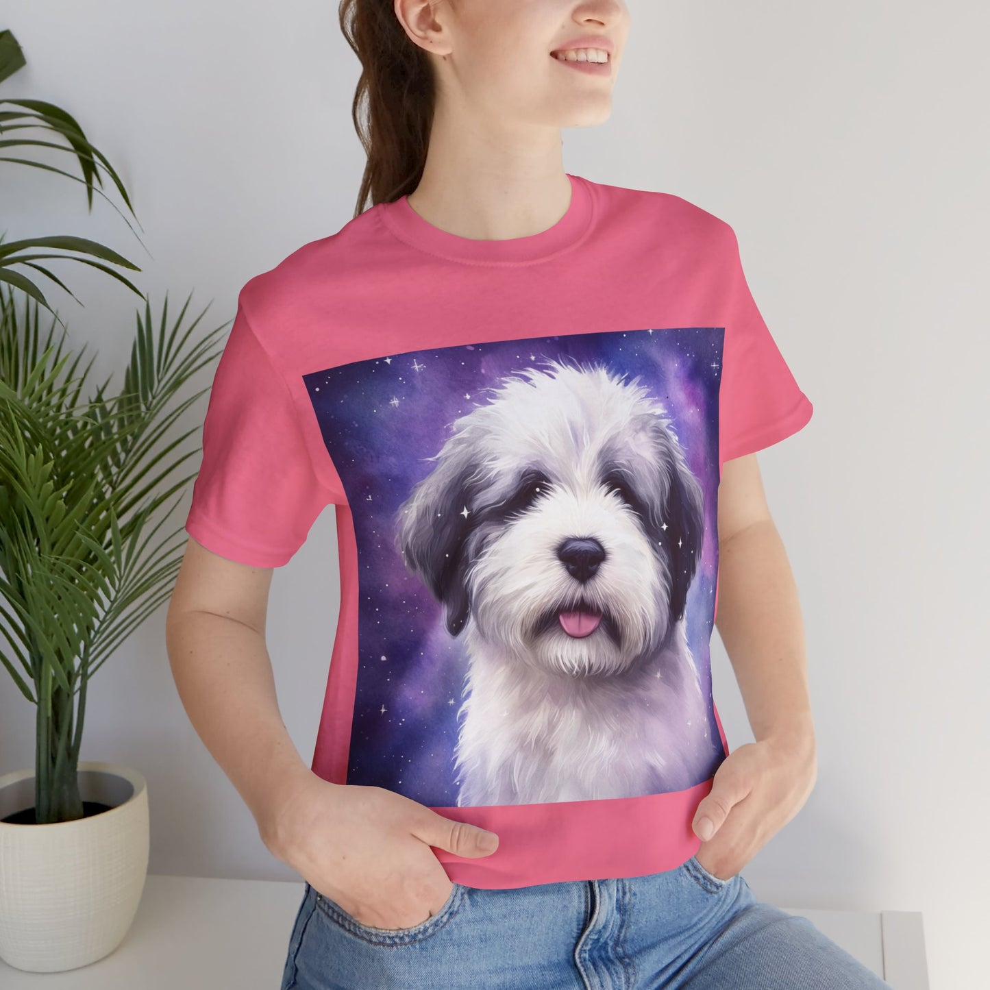 Galaxy Old English Sheepdog Unisex Jersey Short Sleeve Tee