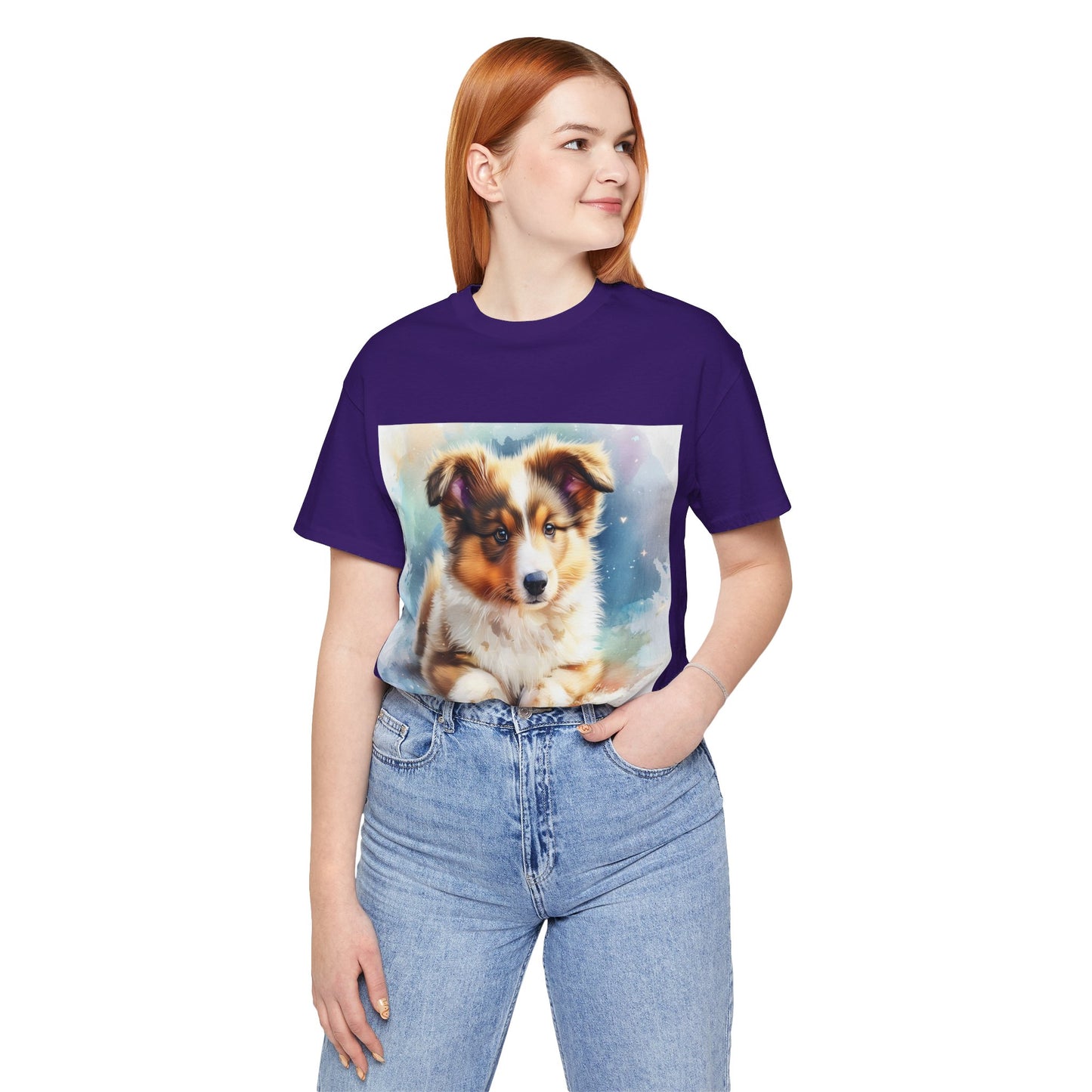 Watercolor Shetland Sheepdog Unisex Jersey Short Sleeve Tee