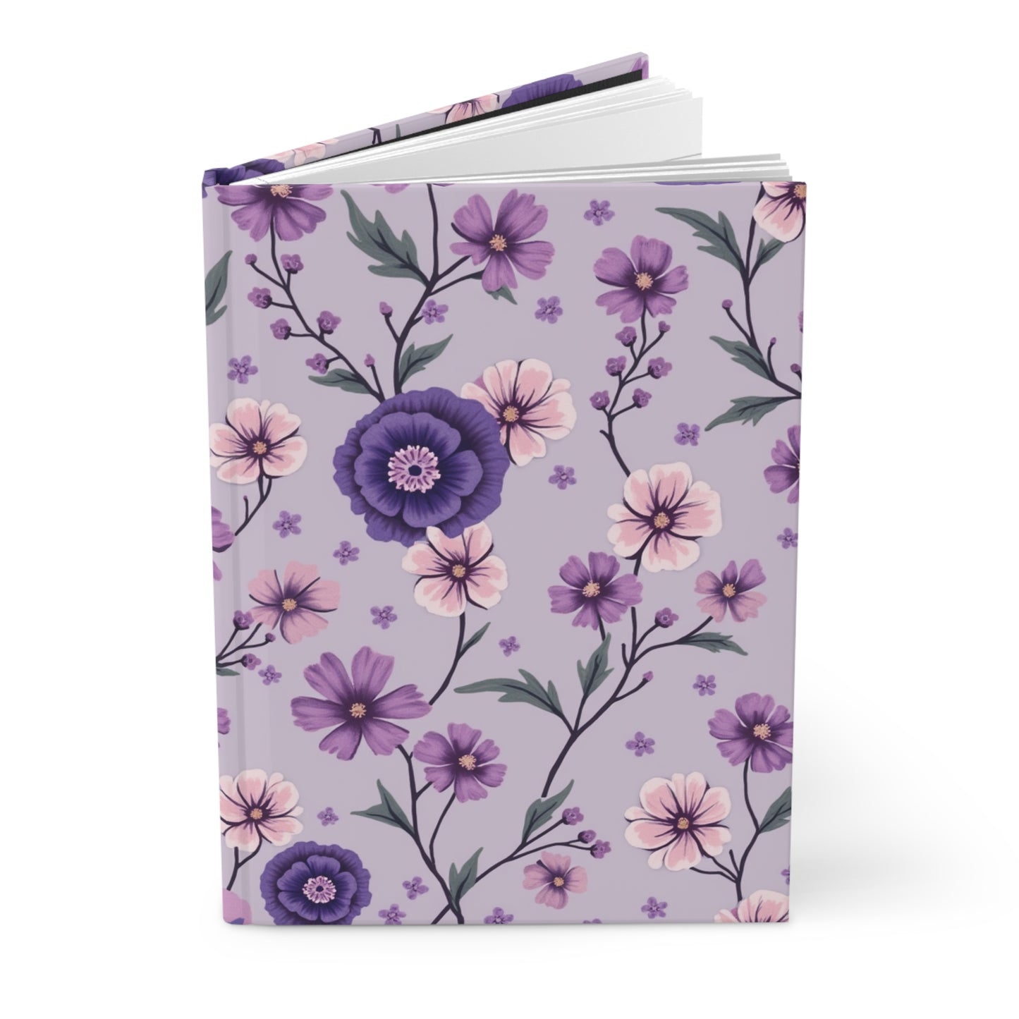 Purple Spring Floral Hardcover Journal - Elegant Matte Finish for Daily Thoughts and Reflections